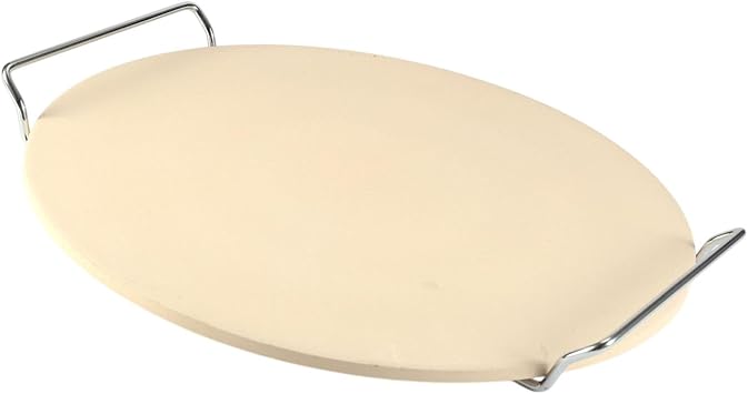 33cm Pizza Stone Stainless Steel Handle Pizza Plate 13" Compact Baking Stone BBQ Grill Kitchen Oven Camping Tray