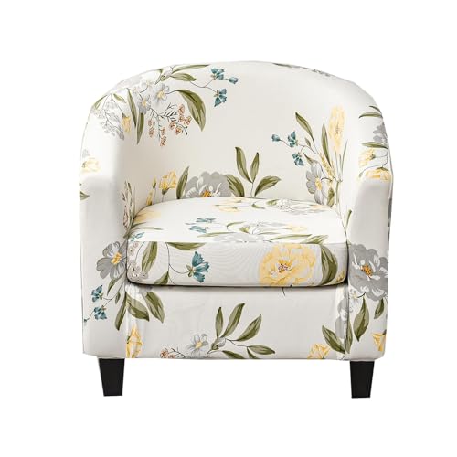 CRFATOP 2 Piece Club Chair Slipcover Stretch Barrel Chair Covers Printed Tub Chair Slipcovers Soft Armchair Sofa Cover Removable Couch Furniture Protector Arm Chair Cover for Living Room,D25