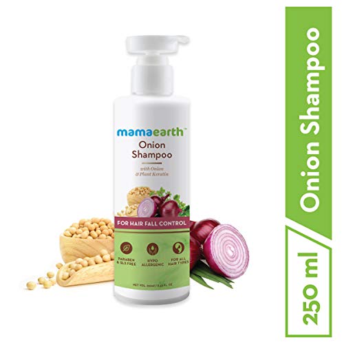 Mamaearth Onion Hair Fall Shampoo for Hair Growth & Hair Fall Control, with Onion Oil & Plant Keratin 250ml