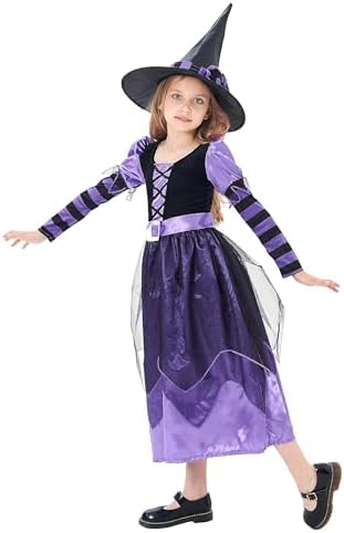 Girl’s Witch Halloween Dress Up Costumes for Kids Cosplay Outfits Party Fancy Dress up