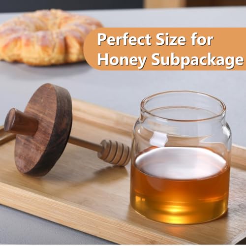 Ansqu 17OZ-1 PACK Honey Pot, Airtight Glass Honey Jar With Dipper Stick And Wooden Lid thumb #1