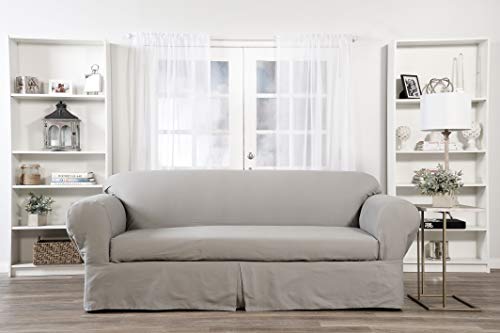 Classic Slipcovers WDEN2PC10GRY Sofa slipcover, 2 Piece, Separate Cushion Cover, Gray