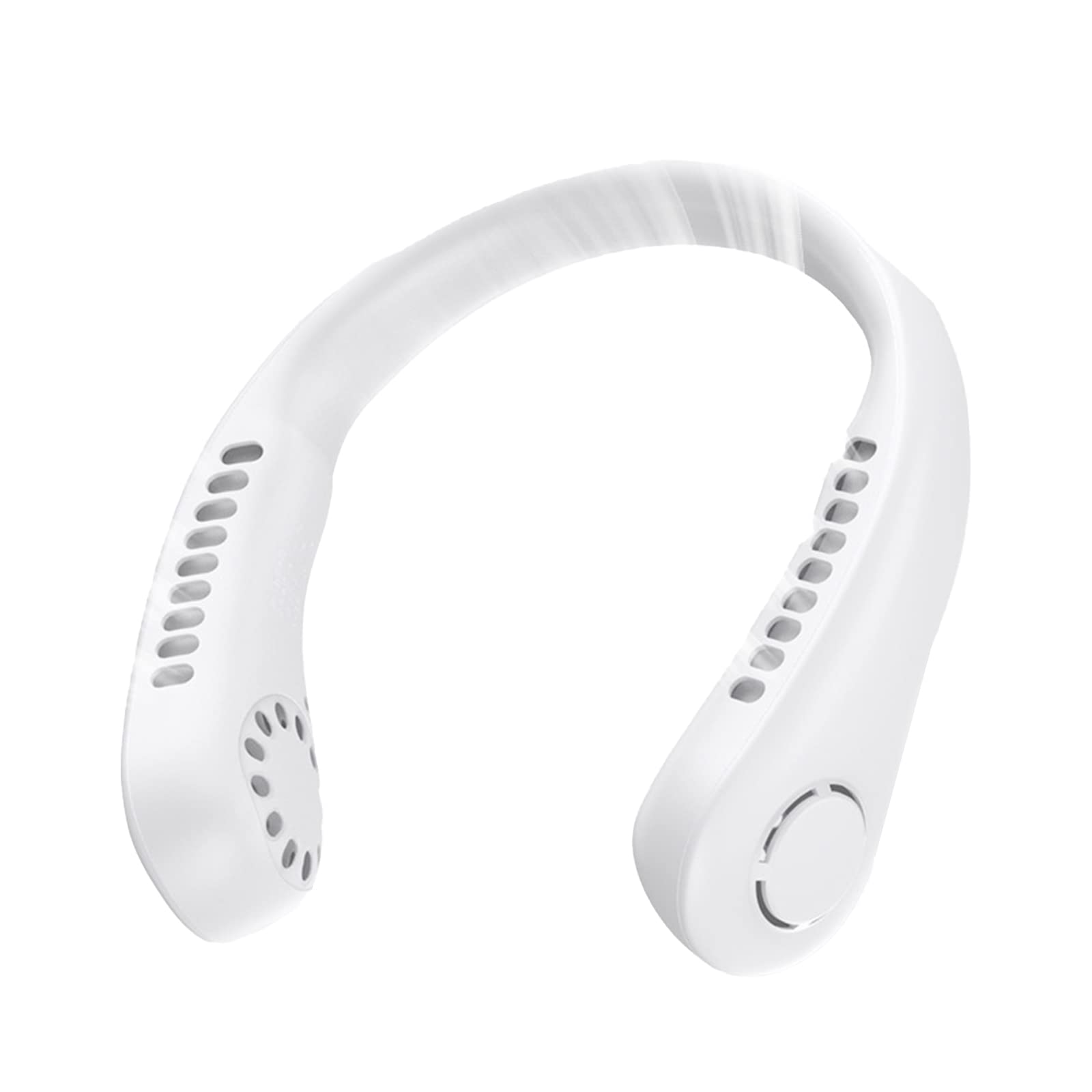Neck Fan, Portable Neck Fans Portable Rechargeable, Bladeless USB Personal Cooling Fan with 5 Speeds, 3000mAh Hands-Free Wearable Neck Fan, 360° Airflow Quiet Fan for Travel, Office (White, 3 Speeds)