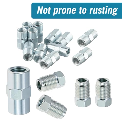 Bremsleitung Verbinder, Profi Bremsleitungsverbinder Set BöRdelwerkzeug-Satz Double Flaring Tool KüHlerschlauch Verbinder 20 Verschraubungen und 10 Verbinder Set für ø 4,75mm Bremsrohr BöRdel F