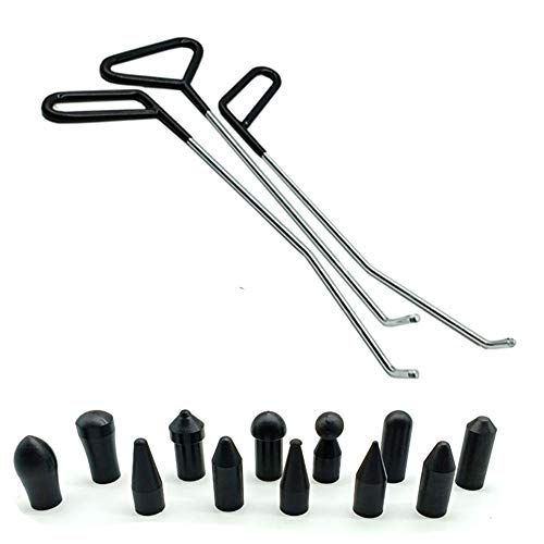 Houshan Kit de réparation sans peinture 6 pièces de tiges de débosselage avec tête de poinçon Kit de débosselage sans peinture pour carrosserie de voiture Suppression de bosses dues à la grêle et de