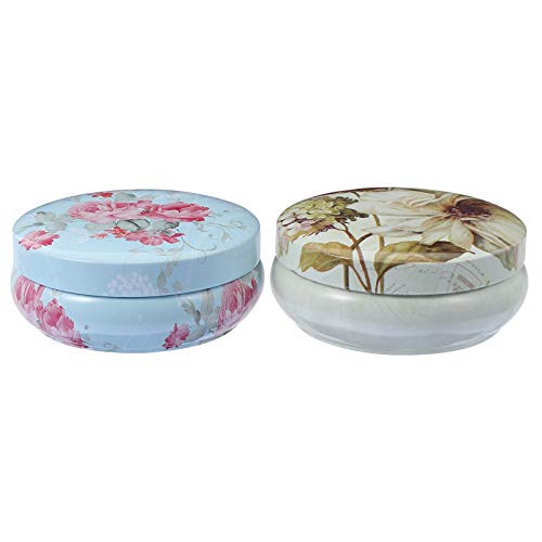 STOBAZA 2Pcsbox Noël Élégant Ing Tin Conteneurs Contenant Stockage Cadeau de Stockage de Bijoux Cadeaux Ronds Fer Thé Collation Cookie de Mariage Support Motif Boulangerie Camping Gâteau Cover