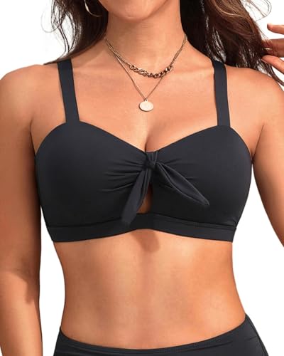 Tempt Me Bikini Top for Women Tie Knot Front Push Up Swimsuit Padded Bathing Suit Top Only