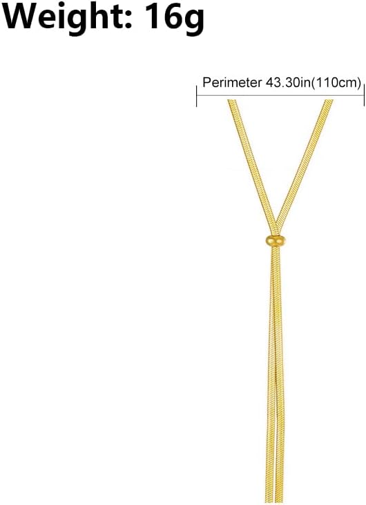 Long Gold Statement Necklaces for Women,Trendy Silver Lariat Necklace Set Chunky Herringbone Chain Y Necklace Fashion Body Jewelry Accessories Gifts - Image 2