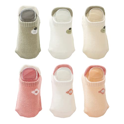 6 Paar Baby Socken, Kinder Socken Mädchen Rutschfeste Socken Knöchelsocken Baumwolle Frühling Kleinkind Socken Sommer Jungen Boden Socken (M, 02) Cover