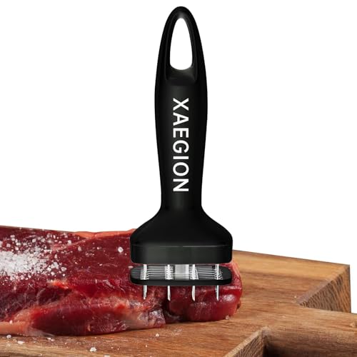 Meat Tenderizer Tool,24 -pin Stainless Steel Sharp Blade, Heavy-Duty Kitchen Gadgets, Hand Held Meat Tenderizer Needle Tool, Cooking Gadget for Tenderizing Chicken, Steak, Veal, BBQ (black)