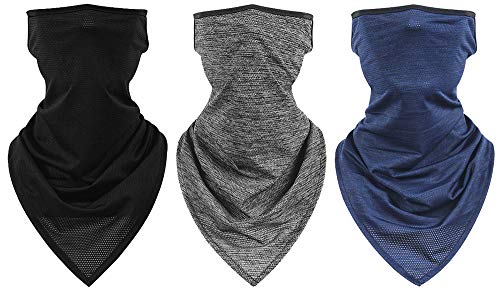 Finrezio 3 Piezas Bufanda Unisex Orejeras para Hombres Mujeres Pañuelo Facial Pasamontañas Elástico Transpirable Polainas De Cuello Polvo Viento Sol UV Protección