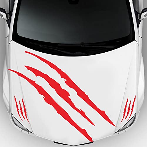 Car Decals Claw Mark Stickers To Cover Hood Headlights Scratches, Modified Cars/Vans/Suvs/Trucks, Pack Of 3 (Red) #TOP2