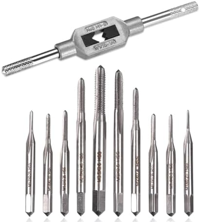 10PCS Micro Taps Bit Set Small Screw Thread Taps,M1-M3.5 Metric Mini Screw Thread Taps W/Adjustable Tap Wrench for Clocks and Watches Tapping