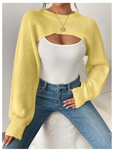 Image of GORGLITTER Women's Shrug Cropped Bolero Cardigan Long Sleeve Fall Sweaters 2026 Lightweight Dressy Knit Pullover Tops