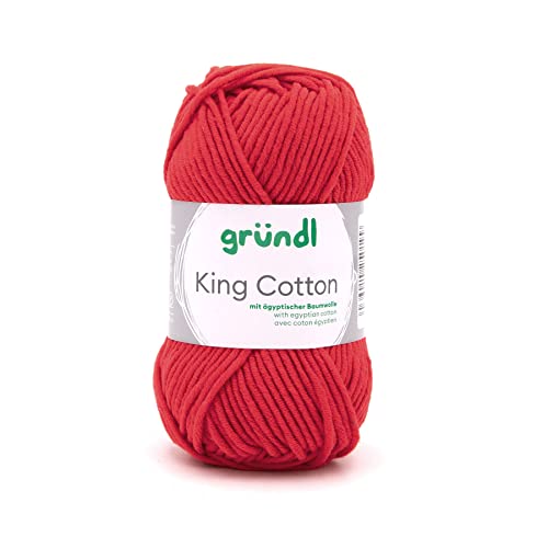 Gründl King Cotton (weiches und voluminöses Strick- und Häkelgarn aus 55% Polyacryl & 45% Baumwolle, 50 g / 78 m, Nadelstärke: 6-7, 1 x 50 g), Rot