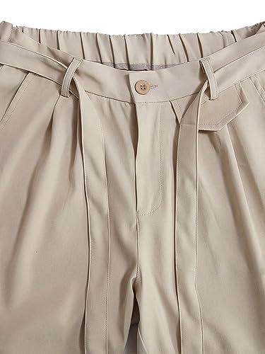 Floerns Men's Pleated Stitch Straight Leg Long Pants Loose Work Trousers with Pocket4