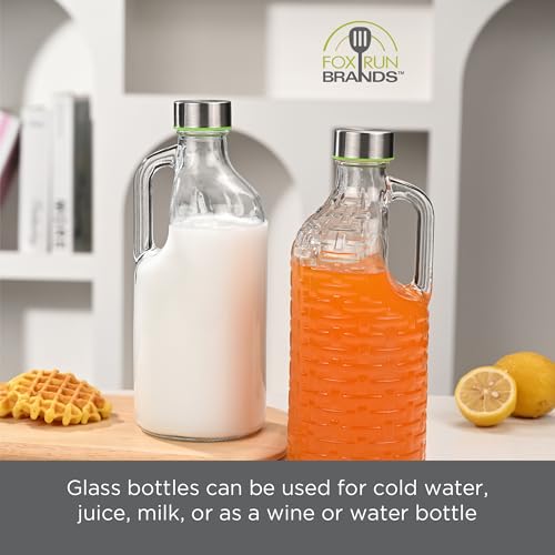Fox Run Glass Bottle and Lid Set, Set of 2 Glass Pitchers with Stainless Steel Lids, 39 oz/1.15 Liter Capacity Each by Fox Run - Image 6