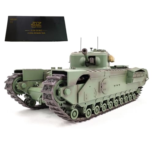RC Military Vehicle Model,1/16 Scale 2.4G RC Churchill Main Battle Tank,16+ Adult Military Vehicle Toy(Army Green)
