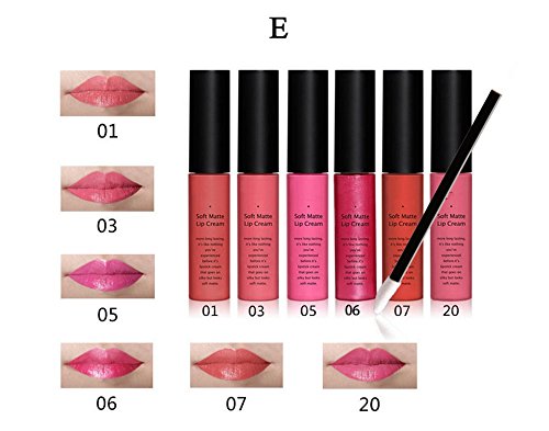 Tmalltide Makeup Waterproof Lip Gloss liquid lipstick set of 6 + 12 Pcs Lip Brush Matte Lip stick Organizer Makeup Kits