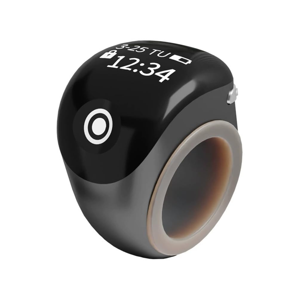 Jnchdghwa Black Digital Counter With Oled Dispaly Screen Finger Counters Type-C 120Mah Charging Battery Smart Ring Touch Tally Counter