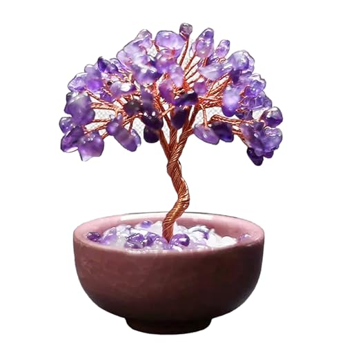 Arbre de Cristal en Améthyste Artisanal avec 63 Pierres, Arbre pour l'Énergie Guérissante, Décoration Cristalline Spirituelle, Cadeau Spirituel pour Maison/Bureau