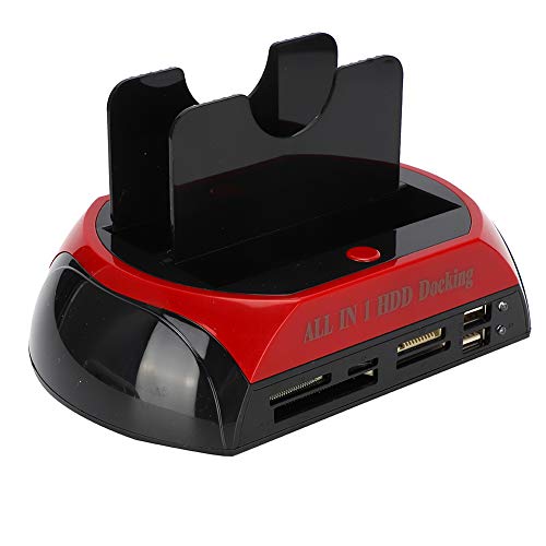SATA IDE Docking Station, SATA IDE Slots External Enclosure, USB 2.0 Hub Hard Disk Drive Dock, with Card Reader, for IDE SATA I II SSD