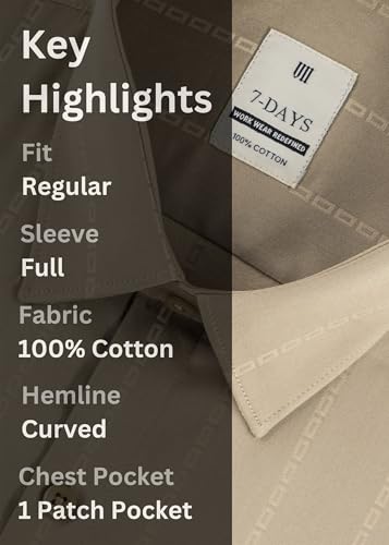 Image of 7-DAYS Premium Men's Formal Shirts - Cotton, Self-Design, Full Sleeve, Regular Fit, with Pocket, Stylish Office Shirts for Men