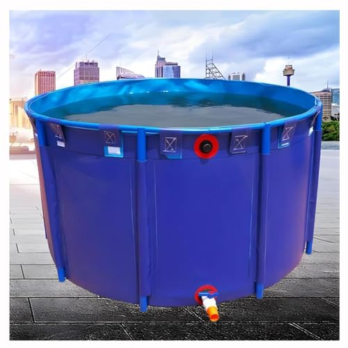 ZBORAVPIX Estanque de Peces de Tela, Tanque for Peces de Piscina elevada de Lona de PVC Azul con Marco de Acero, Paquete de 1(1.2x0.8m)