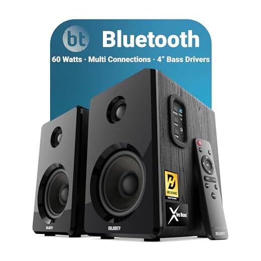 Majority D40 Coppia di casse HiFi con amplificatore, altoparlanti bluetooth con varie opzioni audio, casse piccole ideali per home theatre, videogiochi, computer, impianto stereo di casa