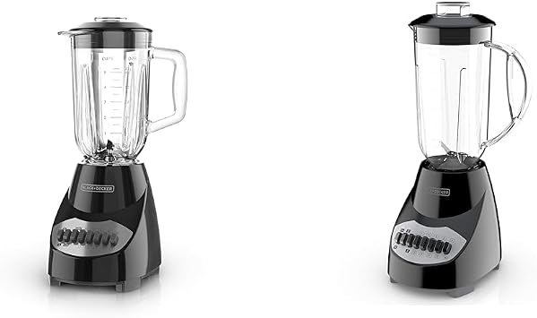 BLACK+DECKER 10-Speed Countertop Blender Bundle with 5-Cup Glass and 6-Cup Plastic Jars, Stainless Steel Blades