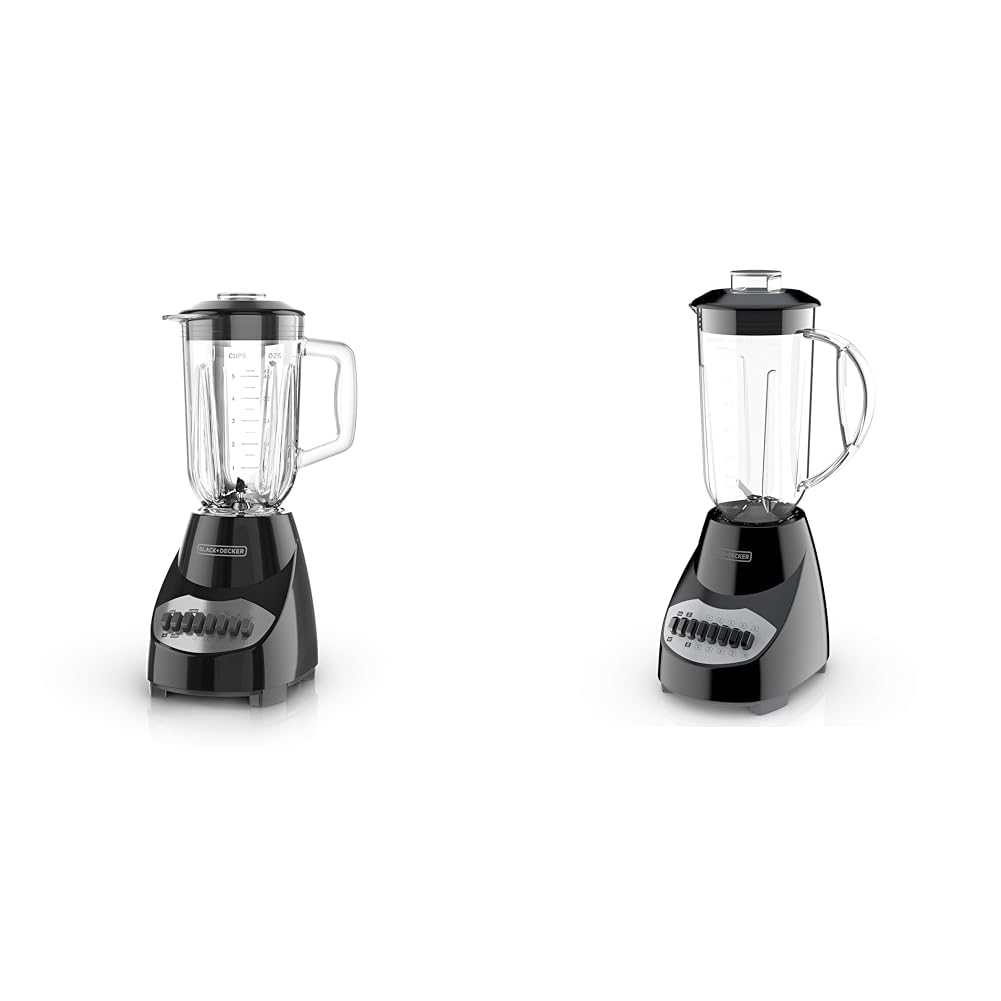 BLACK+DECKER 10-Speed Countertop Blender Bundle with 5-Cup Glass and 6-Cup Plastic Jars, Stainless Steel Blades