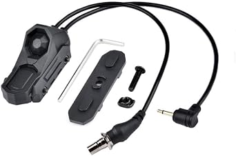 HATSEN Tactical Modular Dual Wire Button Remote Activation Pressure Switch,Compatible with M300/M600 PEQ15/A2 Etc Series Scout Troch Flashlight,for 20mm Rail and M&K System SF+2.5 Plug BK