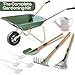 ROBOTIME Kids Wheelbarrow with Gardening Set – Metal Wheelbarrow Toddler Outdoor Play Toy with Garden Tools, Watering Can & Plant Labels, Pretend Play Yard Equipment for Boys and Girls (Green)
