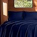 4 Piece Premium Sheet Set Cotton Short Queen, 100% Egyptian Cotton, 400 Thread Count, 15 Inch Deep Pocket of Cotton Sheets, Navy Blue Solid