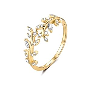 MASOP Ring sterling zilver 925 / goud/roségoud tak blad verstelbare open ringen AAA zirkonia sieraden verguld geschenken…