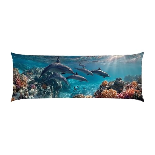 Almohada Corporal Larga Coral de delfín Cojin Embarazo 30x90cm – Almohada Larga para Dormir de Lado Cojín Respaldo Cama Ideal para Descanso Maternidad y Lactancia Embarazadas, Funda de Terciopelo b294