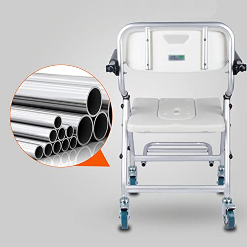 Ddtp Bath Stools,Folding Commode Chair Bath Shower Chair With Armrests And Wheels - Portable Folding Bathroom Wheelchairs Stool - For Handicap, Elderly, Injured Disabled/Folding Commode Chair With Buc #TOP3