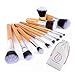 Start Makers 11 piece Bamboo Handles Makeup Brushes Foundation Blending Blush Concealer Eye Face Powder Cream Cosmetics Brushes Kit and a Mini sponge