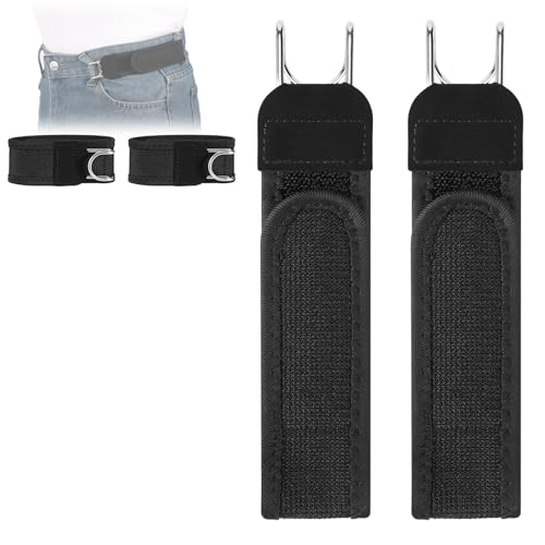 JASGOOD 2 Pièces Ceinture Sans Boucle Homme et Femme, Ajustable Ceinture tactique avec Crochet en Métal, Invisible Ceintures Idéale pour Bureau, Voya, Sport