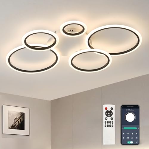 Tetipa LED Deckenleuchte Dimmbar, Deckenlampe LED Wohnzimmerlampe mit Fernbedienung APP Farbwechsel