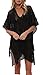Wander Agio Beach Swimsuit For Women Sleeve Coverups Bikini Cover Up Net Slit Black