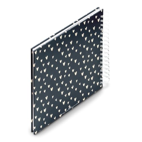 Hama Fotoalbum „Lovely“ (Spiralalbum für 100 Fotos im Format 10 x 15 cm, Album mit Ringbindung zum Einkleben und Selbstgestalten, Albumgröße 28x24 cm, 50 weiße Seiten) blau