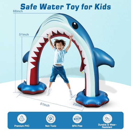 Anpro Giant Shark Sprinkler Kids Inflatable Water Toy Summer Outdoor Play Sprinkler - Thumbnail 5