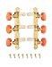 Mr.Power Guitar Tuners Machine Heads 3+3 Set Tuning Keys String Pegs for Classical Guitar (Short Gold, Red Button)