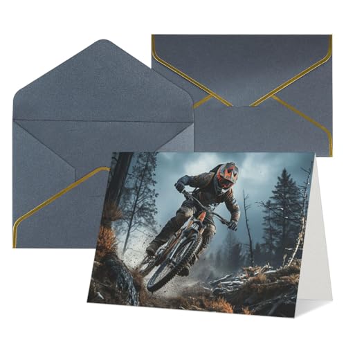 QMNSEHF 無地グリーティングカード 封筒付き Thank YouCard マウンテンバイク トーナメント Happy Birthdayカード 女性用 男性用 クリスマス ハロウィン 結婚式 ブランク ノートカード あらゆる機会 グリーティングカード