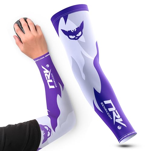 NRV Manchette Esport Mutant - Manchette de Compression Gaming pour l’Esport - Design Respirant, Durable et Flexible - Blanc & Violet (Violet, M)