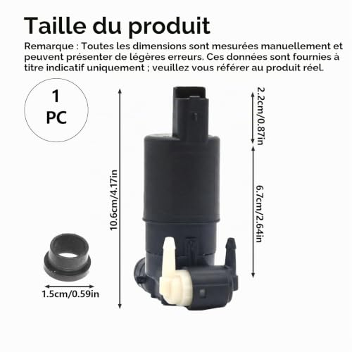 Pompe de Lave-Glace de Haute Performance, Compatible avec 207, 307, C2, C3, C4, Xsara Picasso, Clio 3, 4, Scénic, Twingo 2, Trafic, Kangoo, Dacia Sandero, Duster, Logan, Fiat, Opel, Pompe Lave Glace – vue 2