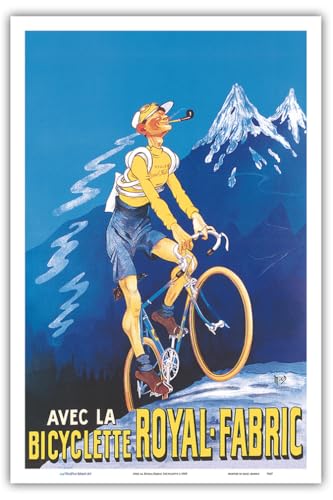 Image of Alpine Cycling with the Royal-Fabric Bicycle (Avec la Royal-Fabric Bicyclette) - Vintage French Advertising Poster c.1910 - Master Art Print (Unframed) 12in x 18in