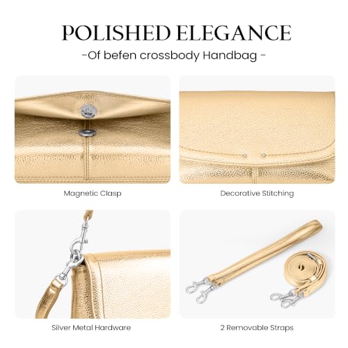 Image of befen Genuine Leather Small Crossbody Bags for Women, RFID Clutch Purses