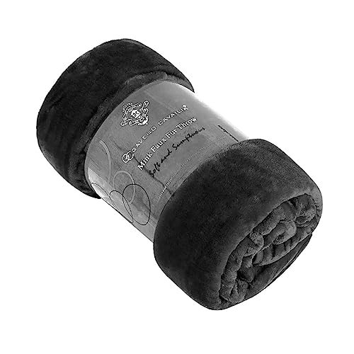 Lions Fleece Throw Blanket - 100% Polyester, Ultra Soft Faux Fur Extra Large Warm Cosy Plain Solid Large Blankets for Sofa Bed Settee Couch (Charcoal, 150x200cm)